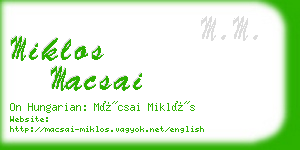 miklos macsai business card